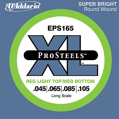 D'Addario ProSteels EPS165 Light Top/Medium Bottom Long Scale Bass Strings