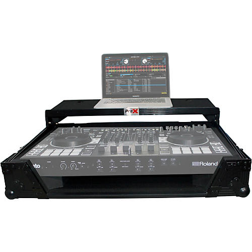 ProX ProX XS-DJ808WLT Flight Case for Roland DJ-808 or Denon MC7000 Digital Controller W-Wheels and Sliding Laptop Shelf Black
