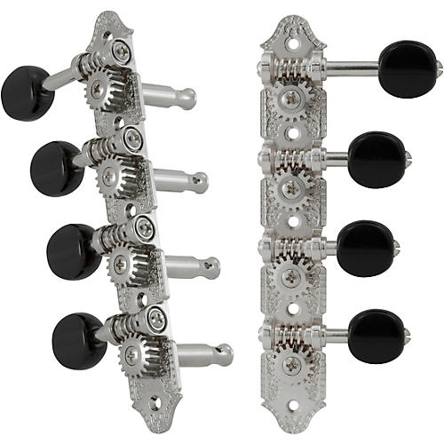 Grover Professional Mandolin F Style 409 Series Black Button Tuning Machines Chrome