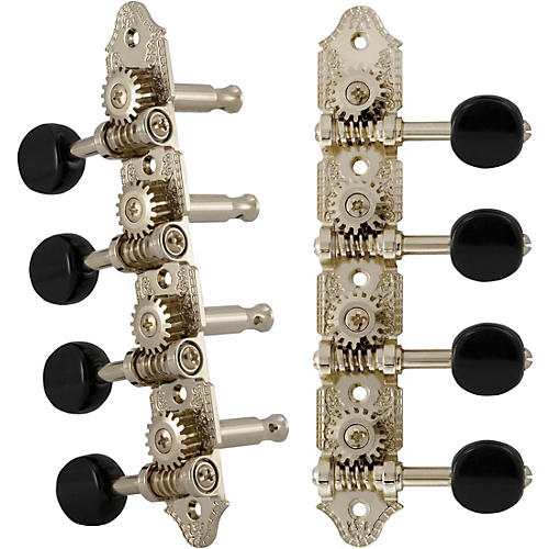 Grover Professional Mandolin Vintage A Style 409 Series Black Button Tuning Machines Nickel