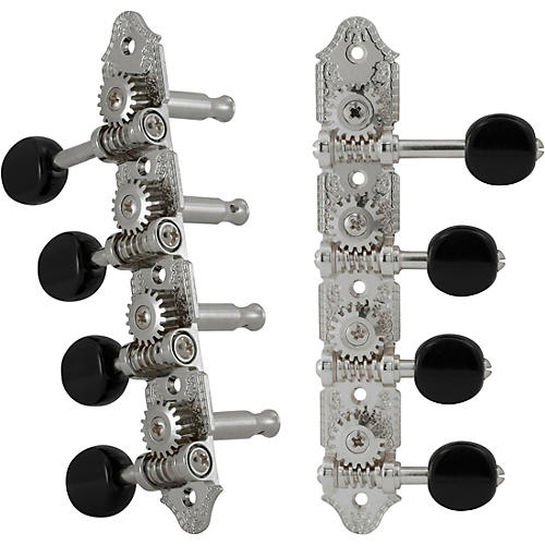 Grover Professional Mandolin Vintage F Style 409 Series Black Button Tuning Machines Chrome