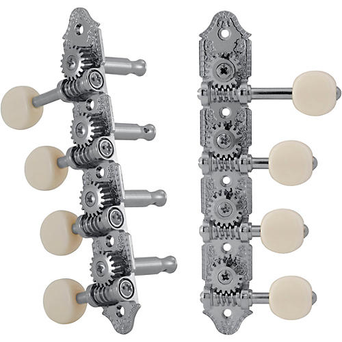 Grover Professional Mandolin Vintage F Style 409 Series White Button Tuning Machines Chrome