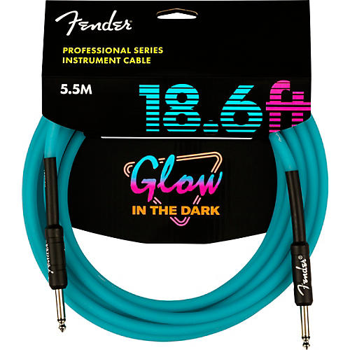 Fender Professional Series Glow in the Dark Straight to Straight Instrument Cable 18.6 ft. Blue