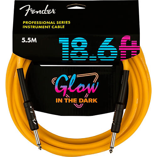 Fender Professional Series Glow in the Dark Straight to Straight Instrument Cable 18.6 ft. Orange