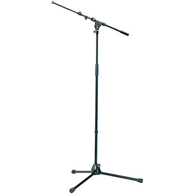 K&M Professional Top-Line Tripod Microphone Stand With Telescoping Boom Arm - Black