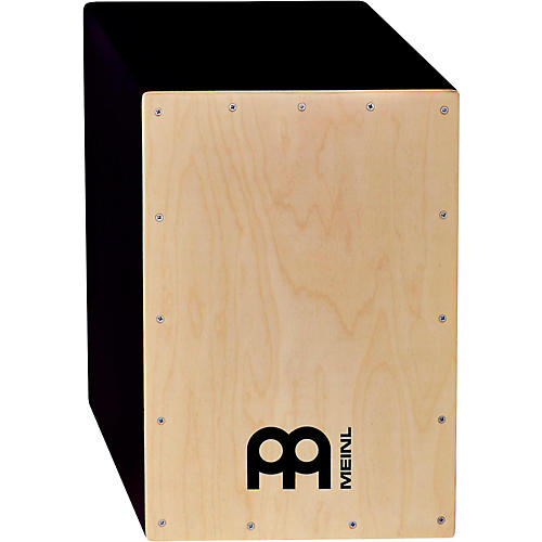 Pure Black Hardwood Cajon with Natural Frontplate