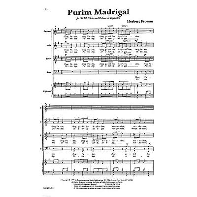 Transcontinental Music Purim Madrigal SATB composed by Herbert Fromm