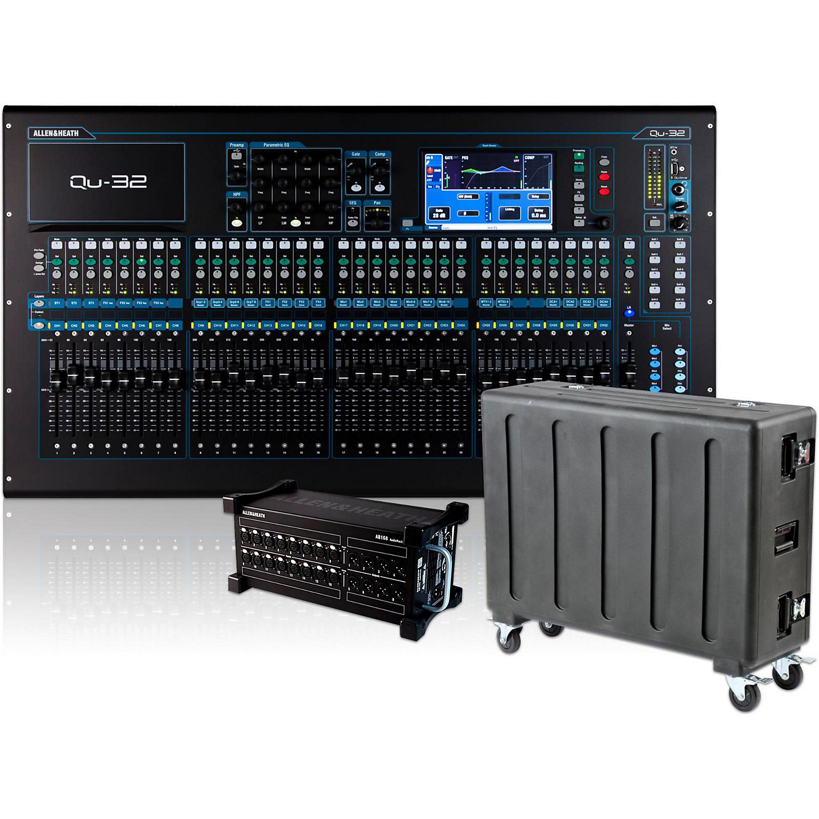 Allen & Heath QU-32 Digital Mixer with AB168 Digital Stage Box and Case ...