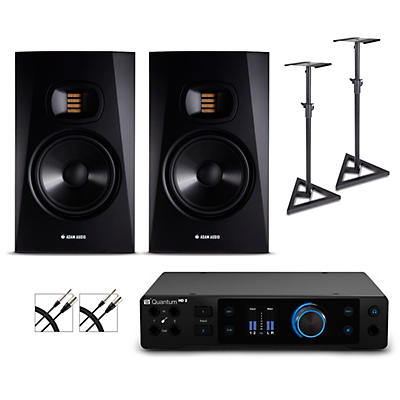 PreSonus Quantum HD2 Audio Interface with Adam Audio T Series Studio Monitor Pair (Cables & Stands Included)