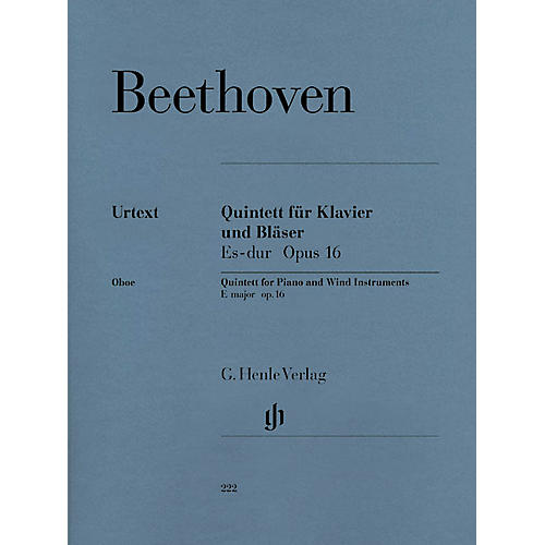 G. Henle Verlag Quintet for Piano and Wind Instruments in E-flat Maj, Op 16 Henle Music Folios Book by Beethoven