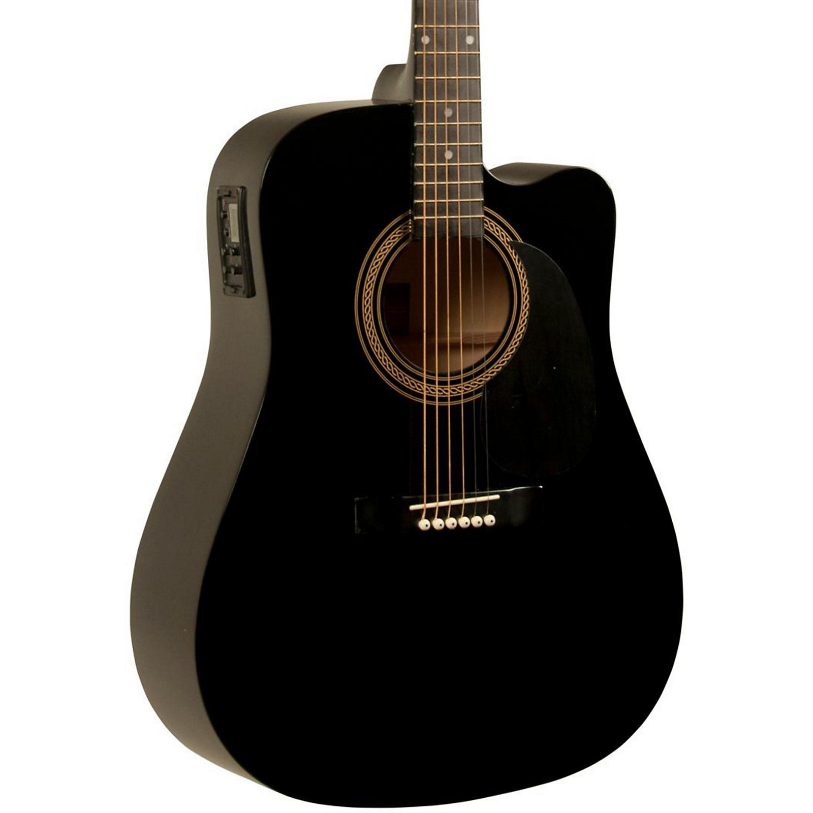 Rogue RA090 Dreadnought Cutaway AcousticElectric Guitar Black