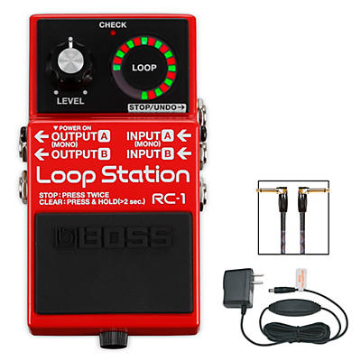 Boss RC-1 Loop Station, PSA-120S2 AC Power Adapter and 3' Instrument Cable Bundle