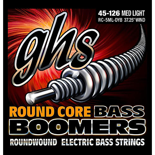 RC-5MLDYB Round Core Boomers Medium/Light 5-String Electric Bass Strings (45-126)