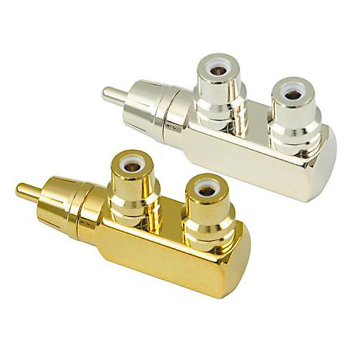 American Recorder Technologies RCA Male to 2 RCA Female Right Angle Adapter Gold