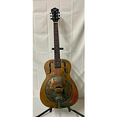 Recording King RM-997-VG Swamp Dog Metal Body Resonator Style-0 Distressed Vintage Green Acoustic Guitar