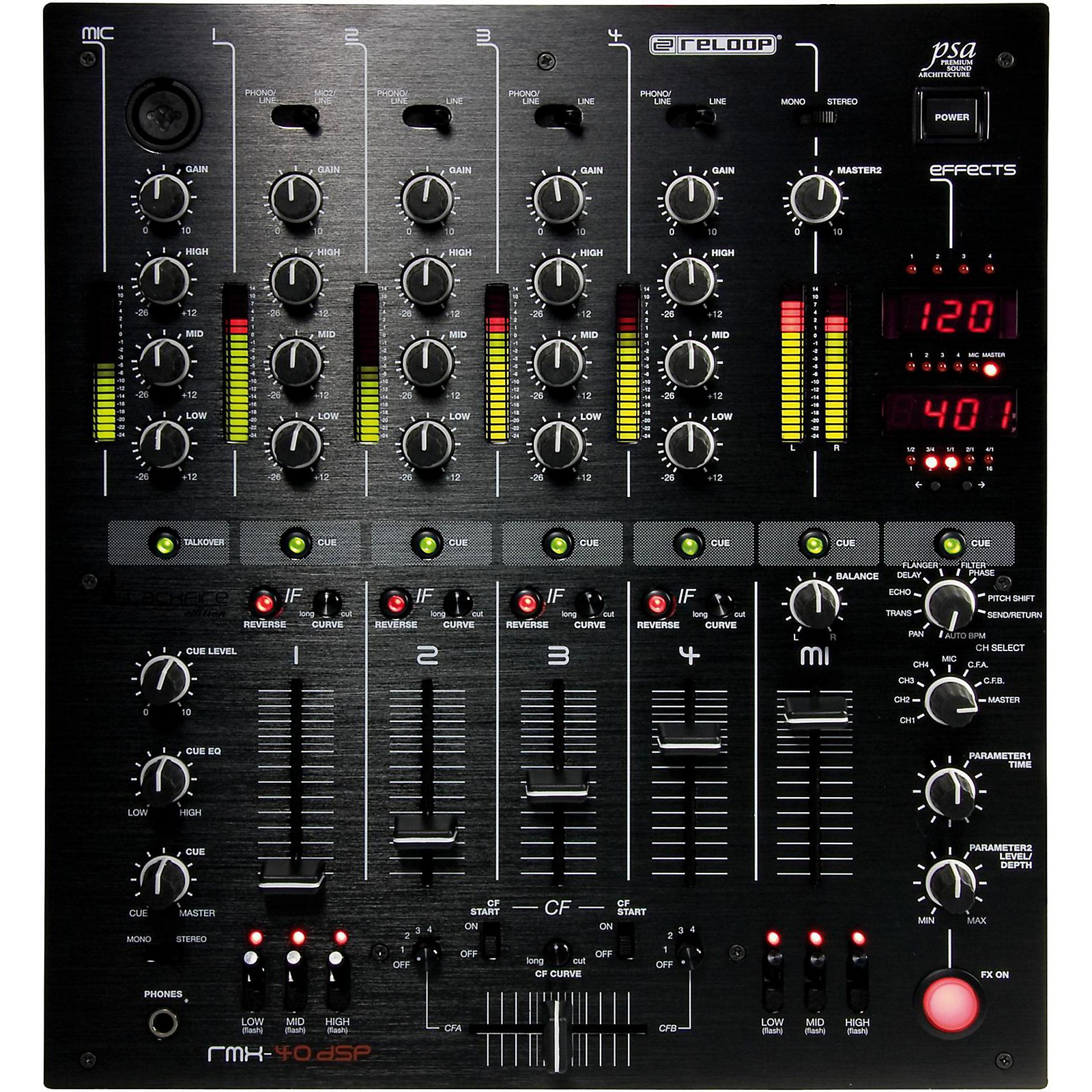 Reloop RMX 40 DSP BlackFire 4+1 Channel Club Mixer | Musician's Friend