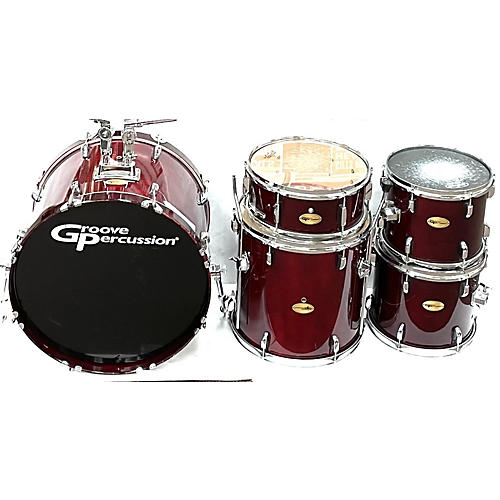 Groove Percussion ROCK Drum Kit Trans Red
