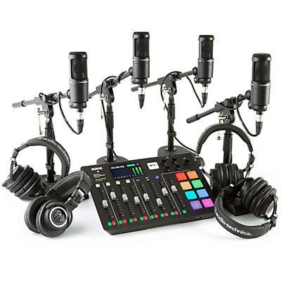 Rode RODEcaster Pro 4-Person Podcasting Bundle With AT2020 & ATHM50X