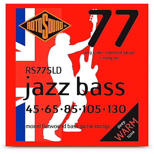 Rotosound RS775LD Jazz Bass Monel Flatwound Bass Guitar Strings - 5-String Set (45 - 130)