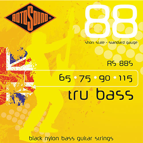 Rotosound RS88S Trubass Black Nylon Flatwound Standard Gauge Short Scale Bass Strings