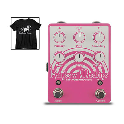 Earthquaker Devices Rainbow Machine V2 Polyphonic Pitch Shifter Effects Pedal and Octoskull T-Shirt Large Black