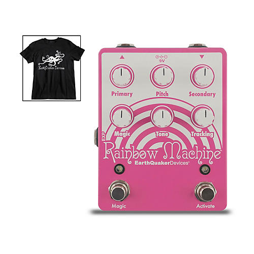Rainbow Machine V2 Polyphonic Pitch Shifter Effects Pedal and Octoskull T-Shirt Large Black