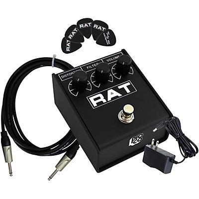 ProCo Rat2 Distortion Effects Pedal Bundle with Cable, Power Supply, Picks
