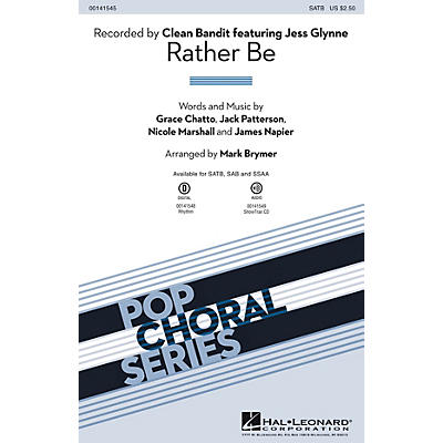 Hal Leonard Rather Be SSAA by Clean Bandit Arranged by Mark Brymer