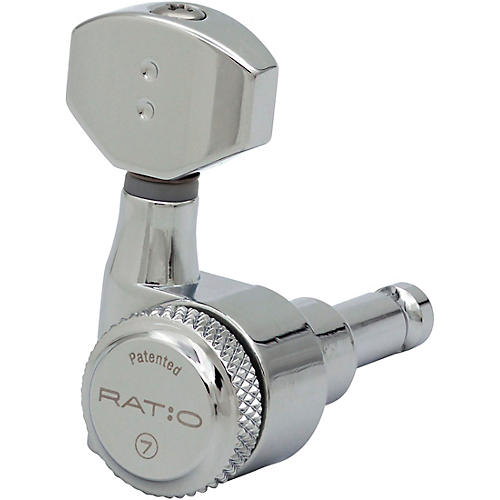 Graph Tech Ratio 7-In-Line Electric Locking Tuning Machine Heads With Staggered Posts Chrome 7 String