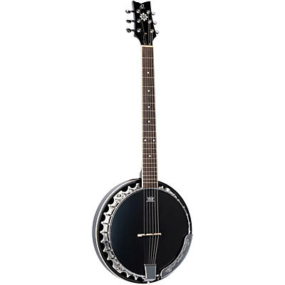 Ortega Raven Series OBJE356-SBK-L Left-Handed 6-String Banjo