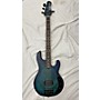 Used Sterling by Music Man Ray34 Burl Top Electric Bass Guitar Neptune Blue Satin