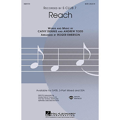 Hal Leonard Reach SATB by S Club 7 arranged by Roger Emerson