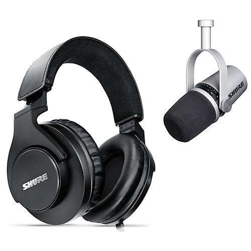 Shure Recording Bundle with MV7 Podcast Microphone & SRH440A Studio Headphones Silver