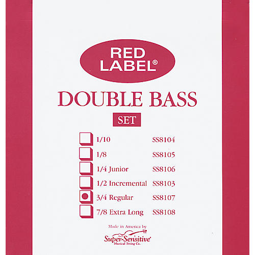 Super Sensitive Red Label 3/4 Size Double Bass Strings 3/4 Set