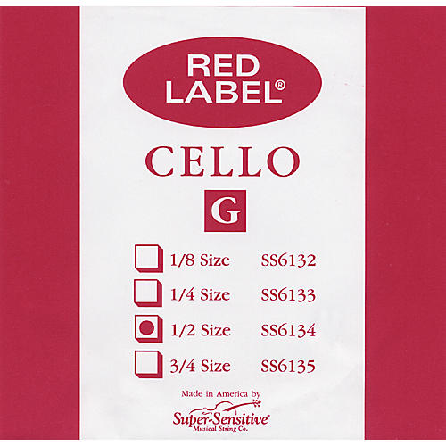 Super Sensitive Red Label Cello G String 1/2