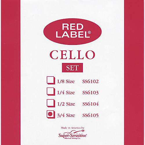 Super Sensitive Red Label Cello String Set 3/4