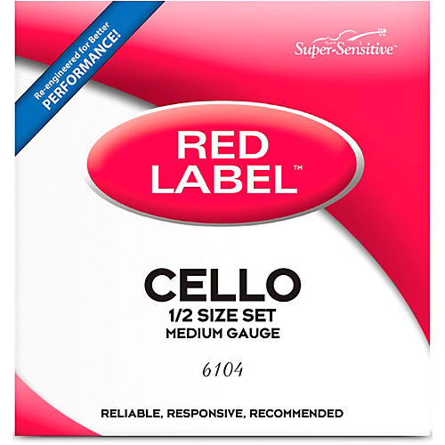 Super Sensitive Red Label Series Cello String Set 1/2 Size, Medium