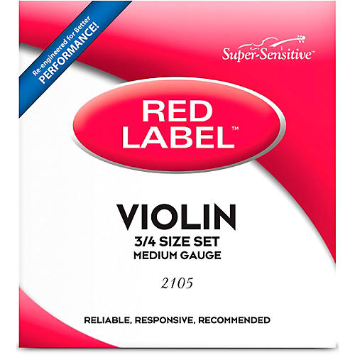 Super Sensitive Red Label Series Violin String Set 3/4 Size, Medium