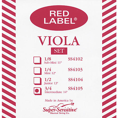 Super Sensitive Red Label Viola String Set Intermediate