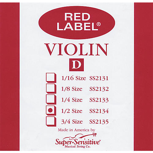 Super Sensitive Red Label Violin D String 1/2