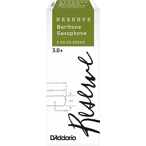 D'Addario Woodwinds Reserve Baritone Saxophone Reeds, 5-Pack 3.0+