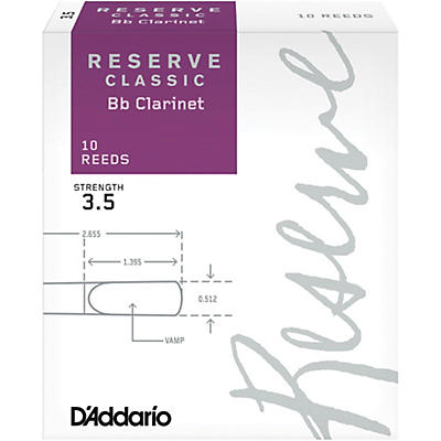 D'Addario Woodwinds Reserve Classic Bb Clarinet Reeds Box of 10