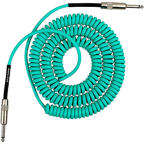 Lava Retro Coil 20 Foot Instrument Cable Straight to Straight Assorted Colors Seam Foam Green