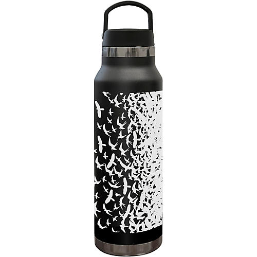 PRS Reusable Water Bottle, Birds Swarm, Black