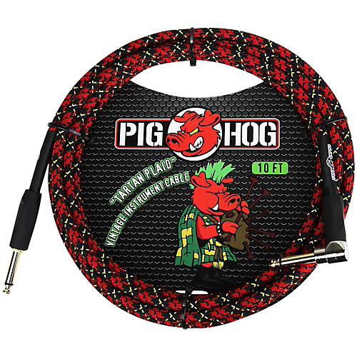 Pig Hog Right Angle Instrument Cable 10 ft. Tartan Plaid