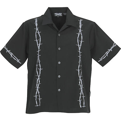 Rolled Up Barbed-Wire Embroidered Woven Shirt