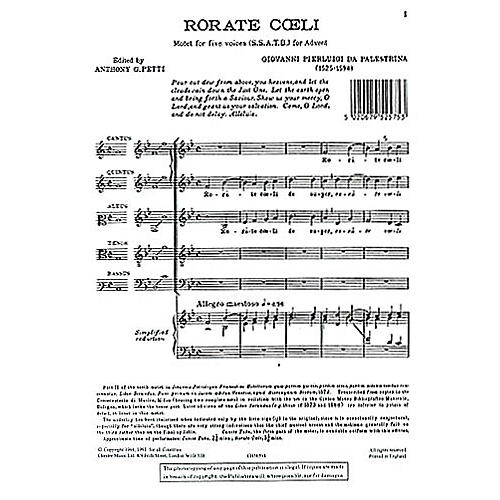 CHESTER MUSIC Rorate Coeli SSATB Composed by Giovanni de Palestrina