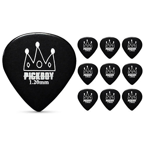 Pick Boy Round Raindrop Black with Crown Cellulose Guitar Picks 1.20 mm 10 Pack