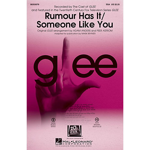 Hal Leonard Rumour Has It/Someone Like You (Choral Mash-up from Glee) SSA by Adele arranged by Adam Anders