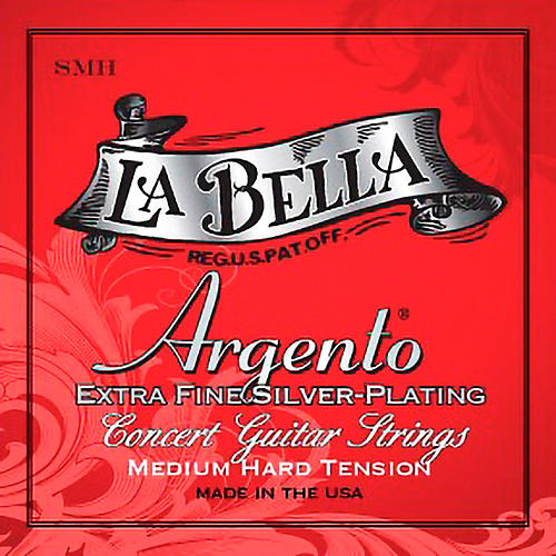 LaBella S Argento Extra-Fine Silver-Plated Concert Guitar Strings Medium-Hard Tension